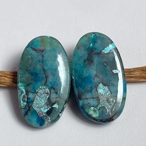 Natural Shattuckite Cabochon Pair Gemstone for Making Jewelry shattuckite Loose Gemstone Shattuckite Hand Made Flat Back Cabochon Pair 102