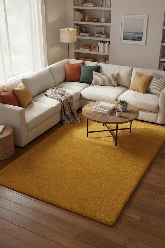 Hand Tufted Solid Rug - Plush Cozy Area Rug for Living Room, Bedroom, Home Decor