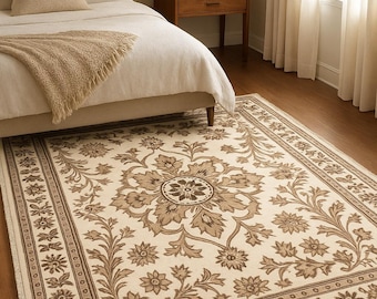 Hand-Knotted Wool Area Rug | Oriental Floral Design