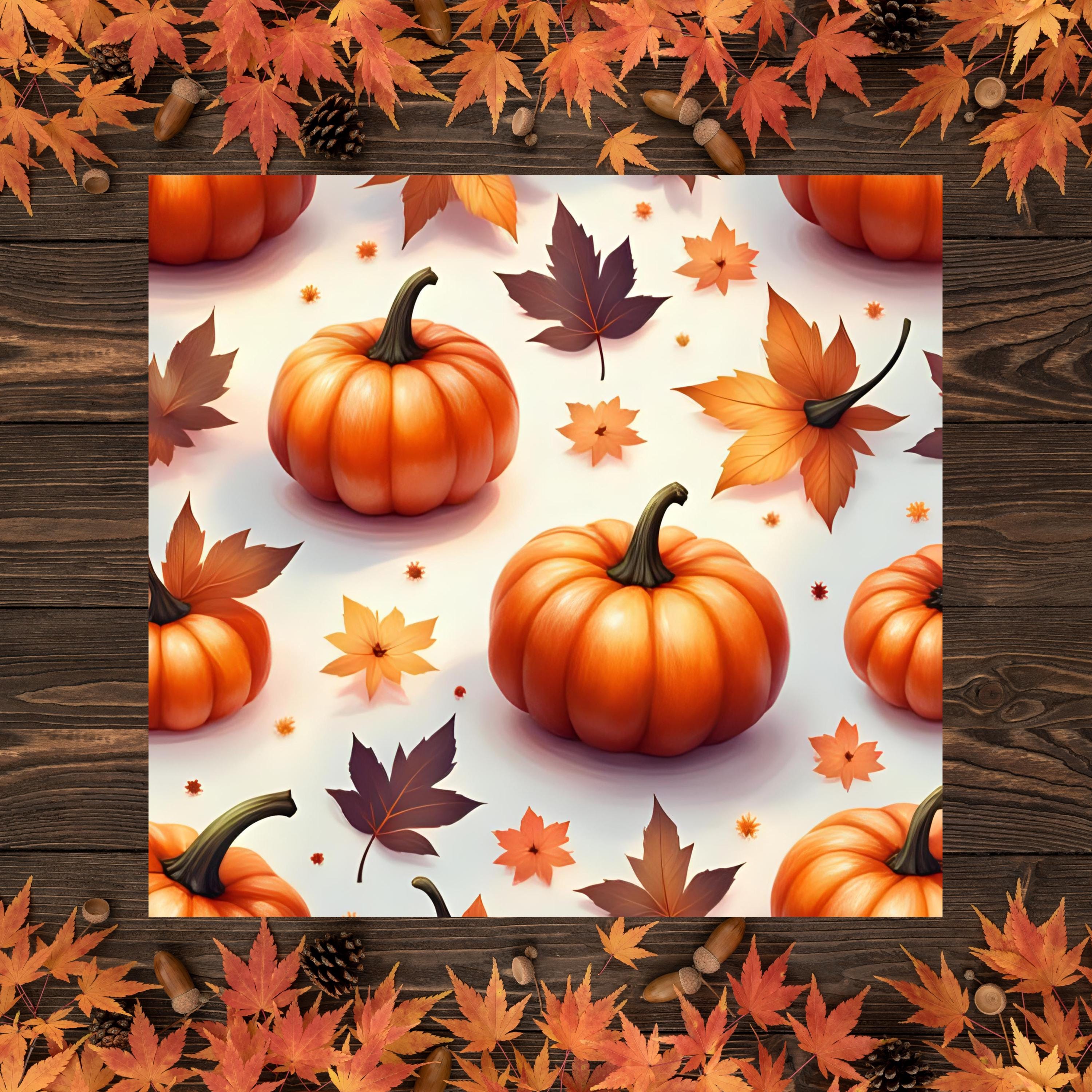 Pumpkin Digital Paper Bundle, 20 High-Resolution JPGs, Seamless Fall Patterns, Autumn Scrapbook Paper, Commercial Use Fall Backgrounds - Thumbnail 3