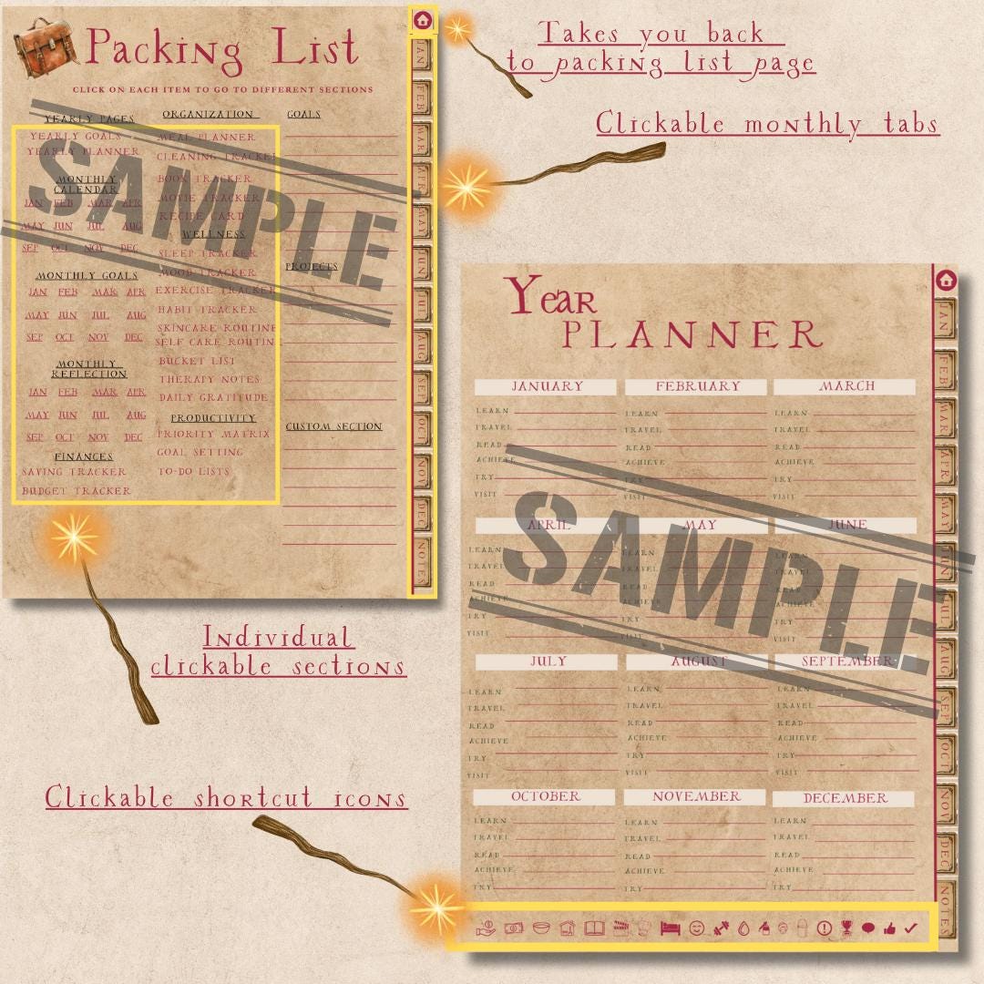 Stay Wizardly Organized with This Standard Book Of Spells Digital Planner: Digital Download - Thumbnail 3