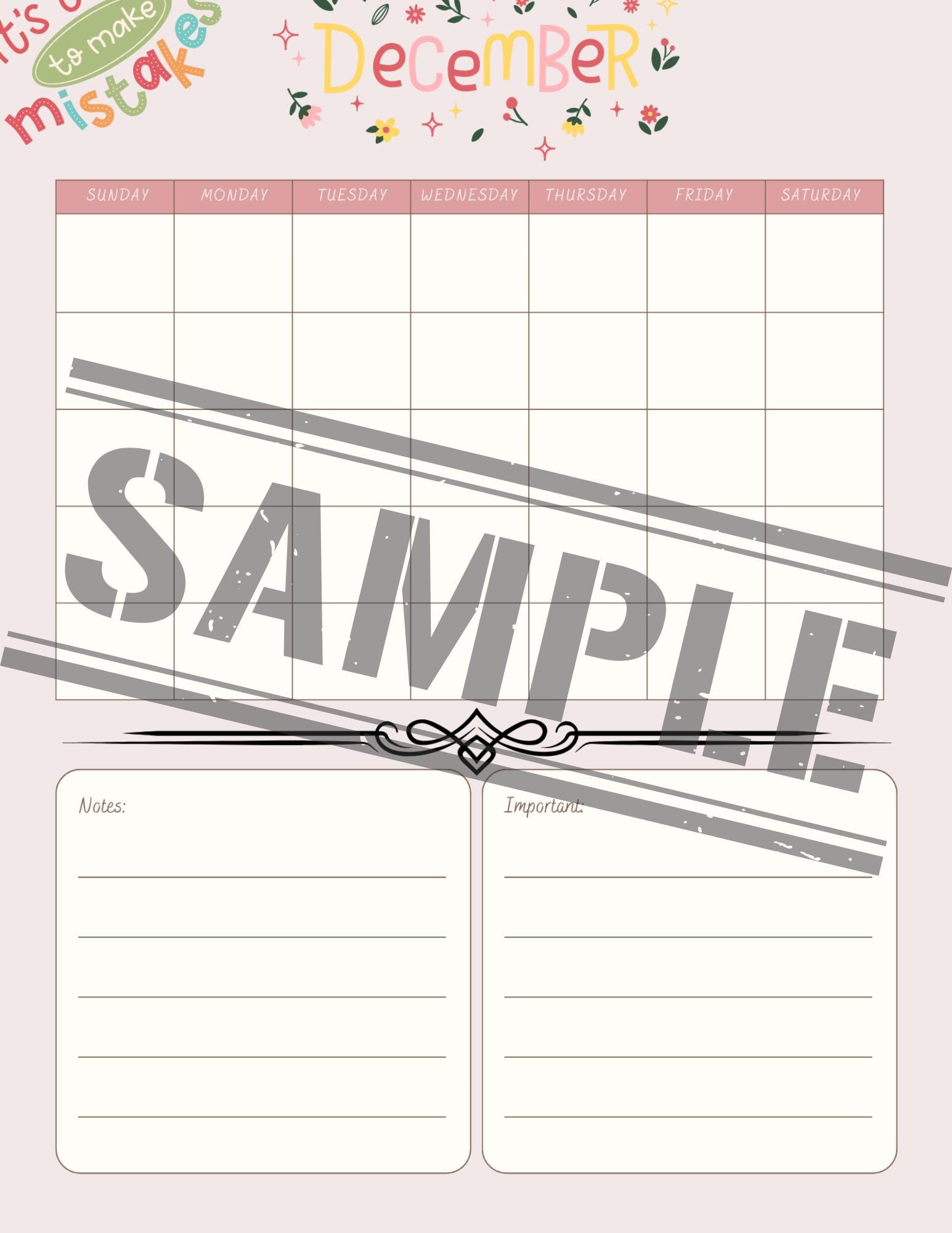 Dream Big Live Balanced The Stylish Pink Monthly Planner: Digital Download - Thumbnail 5