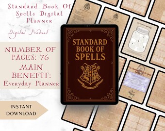 Stay Wizardly Organized with This Standard Book Of Spells Digital Planner: Digital Download
