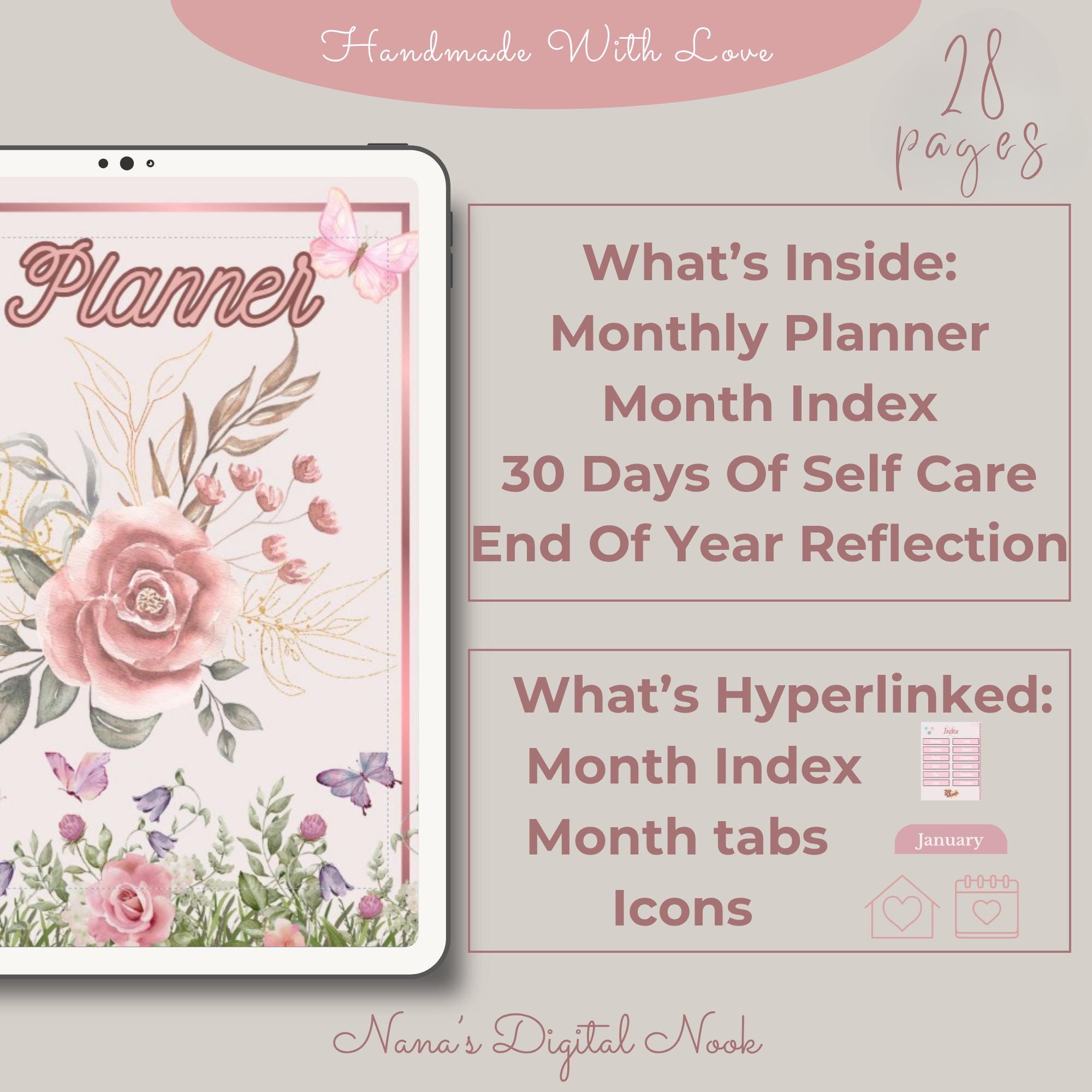 Dream Big Live Balanced The Stylish Pink Monthly Planner: Digital Download - Thumbnail 2