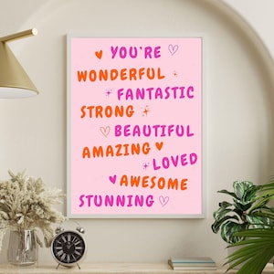Positive Affirmation Wall Art Print | Motivational Quote Digital Download | Self-Love Printable Poster | Inspirational Decor for Home Office