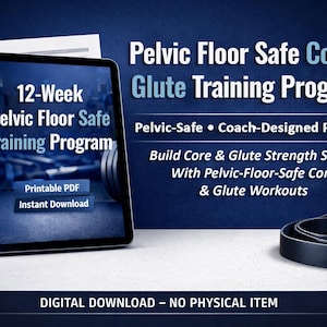 Beckenboden Sicheres Core + Glute Trainingsprogramm - Druckbare PDF Digitaler Download für Kraft, Reha und Leistung