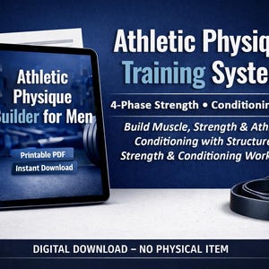 Athletic Physique Builder for Men - Printable PDF Strength, Size & Conditioning System | Digital Download