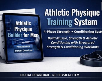 Athletic Physique Builder voor heren - afdrukbare pdf-systeem voor kracht, maat en conditie | Digitale download