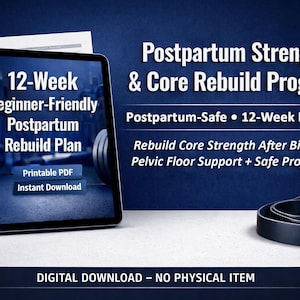 Postpartum Strength and Core Rebuild Program (Beginner Friendly) - Printable PDF Guide & Digital Download