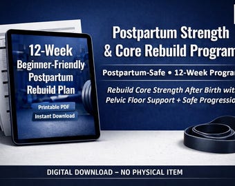 Programme de renforcement musculaire et de renforcement musculaire post-partum (pour les débutants) - Guide PDF imprimable et téléchargement numérique