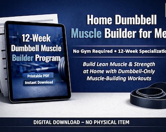 Home Kurzhantel Muskelbauer für Männer - 12-wöchige druckbare PDF-Datei, digitaler Download, kein Fitnessstudio erforderlich