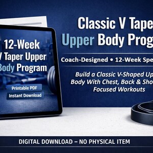Programa clásico de entrenamiento de la parte superior del cuerpo con V Taper: plan de entrenamiento imprimible en PDF (pecho, espalda y hombros)