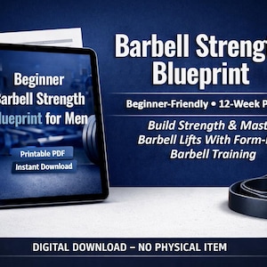 Programma di allenamento per principianti con bilanciere per uomini - Scaricabile in formato PDF stampabile - Programma di allenamento e guida alla forma fisica