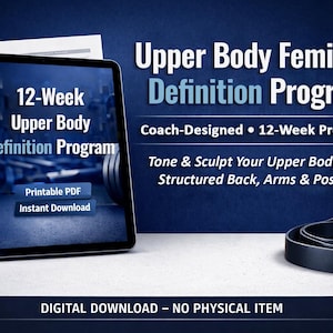 Programa de definición femenina del torso - Descarga digital en PDF imprimible - Espalda, brazos y postura