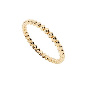 14K Massiv Gold Perlen Ring, Zierliche Stapeln Band