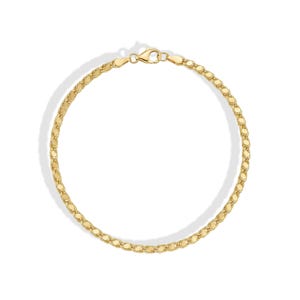 14K Solid Gold Sequined Chain Bracelet Sparkle Mirror Anklet Glitter Jewelry