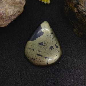 Natural Apache Gold Pyrite Gemstone Cabochon Pyrite Jewelry Golden Pyrite Gemstone Loose Stone Making For Apache Gold  Pyrite Pear Shape