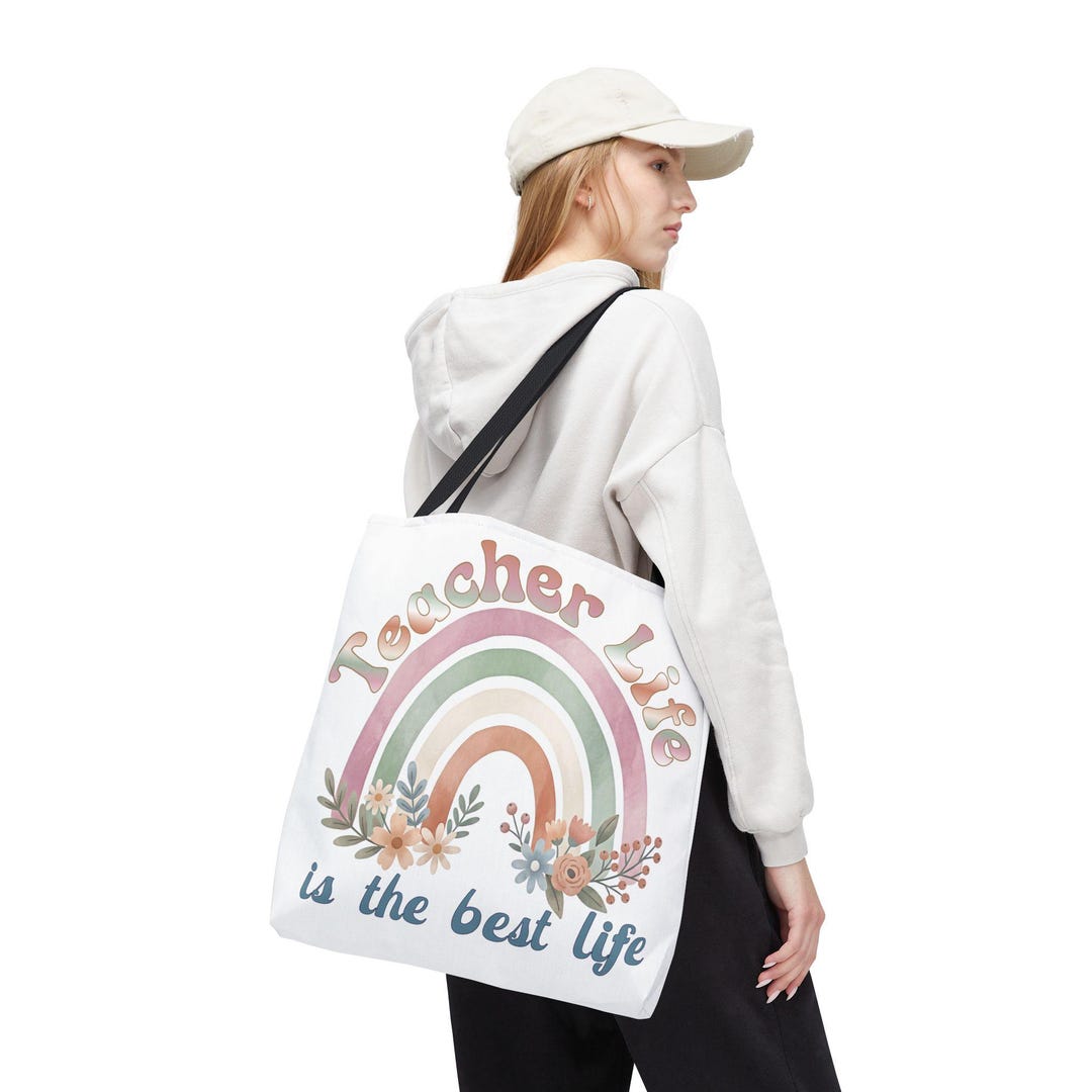 Teacher Life Tote Bag Boho Rainbow Teacher Bag Cute Floral Teacher Gift ...