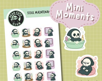 Soul Maintenance - Grim Reaper Planner Stickers | Gothic Daily Planner Stickers | Cute Journal Spooky Hobonichi Bujo