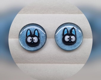 Knopfohrstecker, Ohrringe aus Knöpfen, blaue Katzenohrringe - verspielte & einzigartige Ohrstecker,  hypoallergene Ohrringe