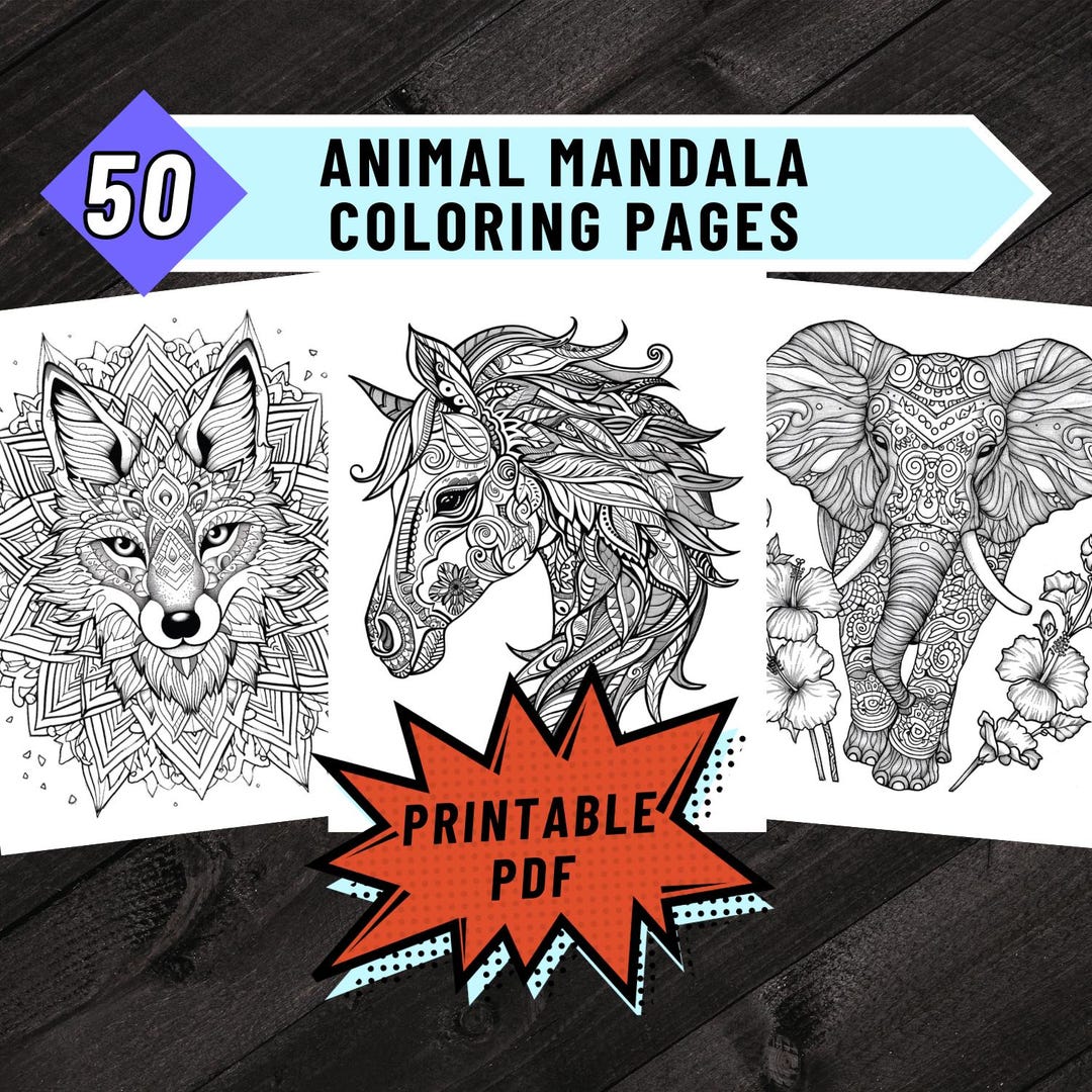 Animal Mandala Coloring Book Volume 2 Easy Bold Mandala Animals ...