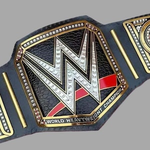 Replica World Heavyweight Championship Wrestling Belt: Brass Plates, Black Leather