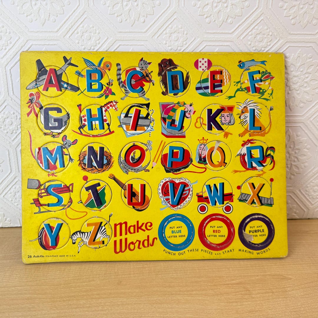 Vintage Built-rite “make Words” Alphabet Punch-out Puzzle – 1950s ...