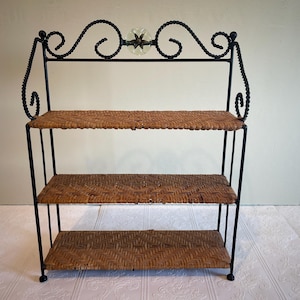 Vintage Rattan 3-Tier Wall Shelf