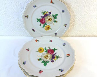 Winterling Bavaria Flower Garden Dinner Plates Set of 4 German Porcelain