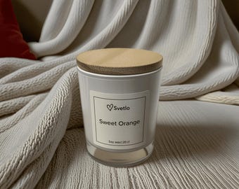 Sweet Orange Luxury Soy Candle • Wooden Wick • 20cl • Hand-Poured • Eco Friendly Vegan Home Fragrance