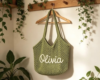Bolsos de playa personalizados, bolsos de playa de ganchillo, regalo para damas de honor, bolsa de regalo para damas de honor, obsequio para bodas, regalos para despedidas de soltera.