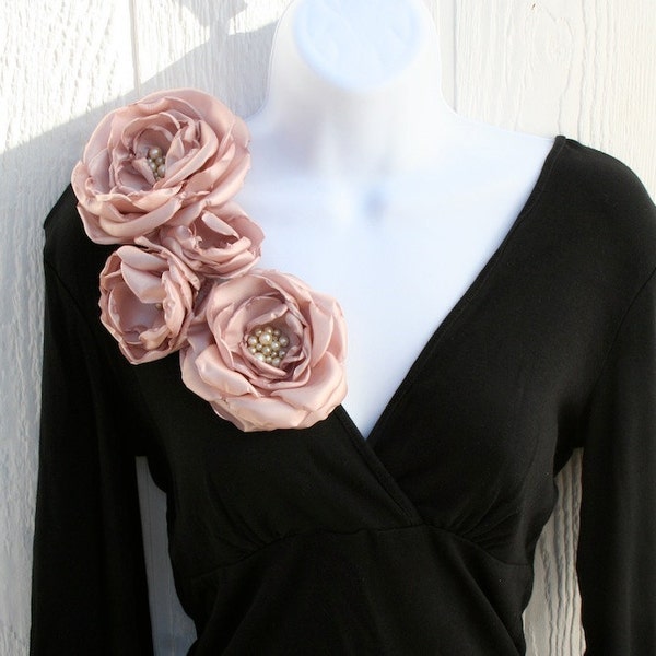 Fabric Flower Collar Brooch
