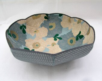 Iceland Poppies fabric bowl blue-gray