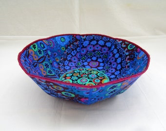 Blue Green Mosaic fabric mini bowl Kaffe Fassett millefiore