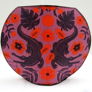 Happy Alligators big fishbowl fabric vase purple orange