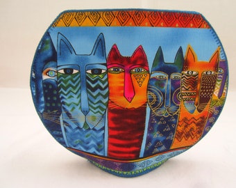 Laurel Burch Cats fishbowl fabric vase