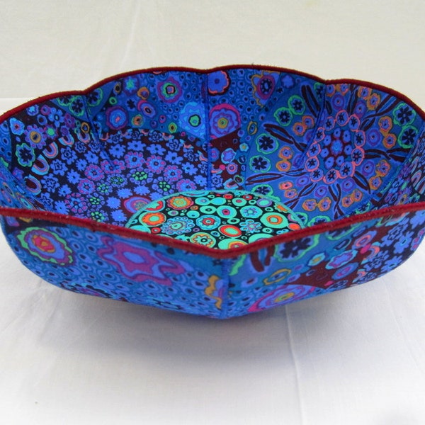 Blue-Green Mosaic fabric bowl Kaffe Fassett millefiore