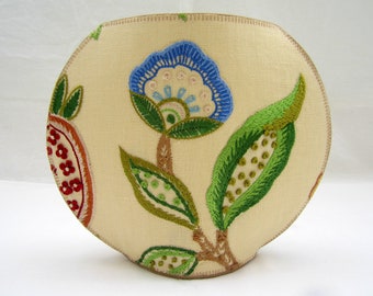 Embroidered Flowers big fishbowl fabric vase