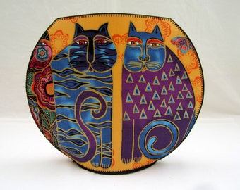 Laurel Burch Cats 2 big fishbowl fabric vase