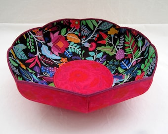 Magenta Garden fabric bowl flowers multicolor floral