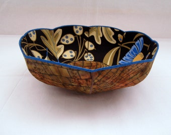 Bachelor Buttons fabric bowl periwinkle gold yellow olive black Jane Sassaman
