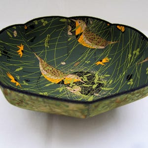 Charley Harper Meadowlark stoffen kom bloemenbotanisch vogelnesteieren