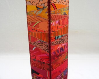 Red Earth Mosaic Tall Fabric Vase yellow orange brick