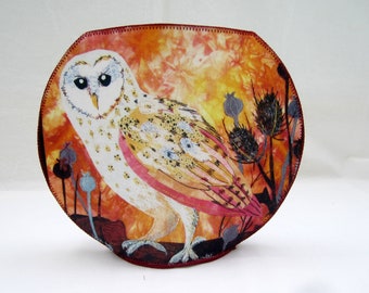 Three Owls big fishbowl fabric vase