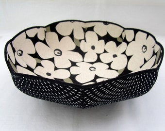 Big White Blossoms fabric bowl black and white modern MCM