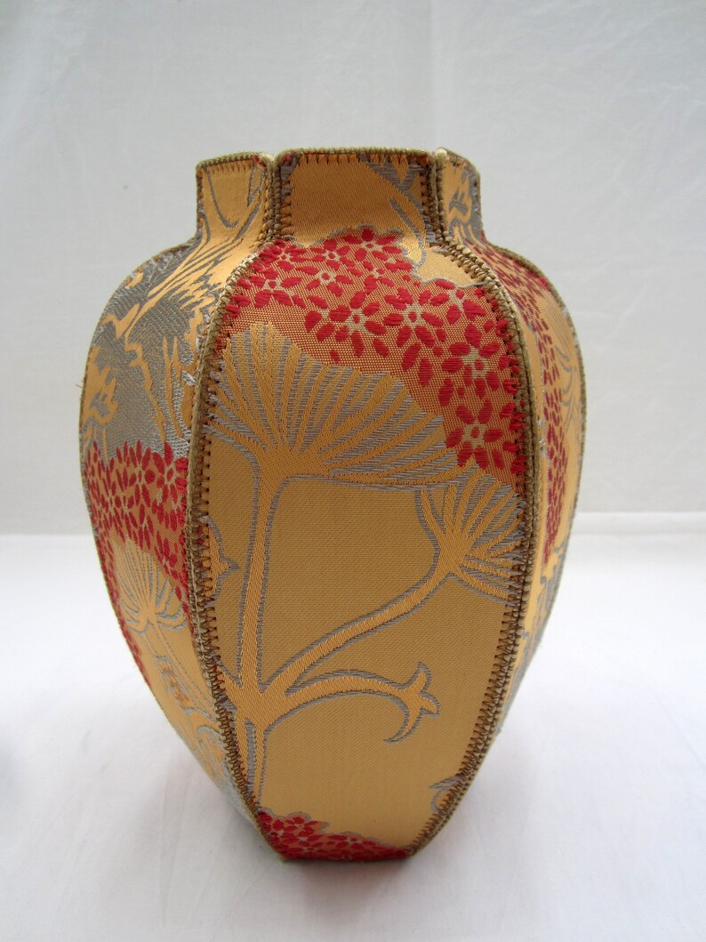 Arts and Crafts Gold Fabric Ginger Jar Vase Silk Brocade | Etsy