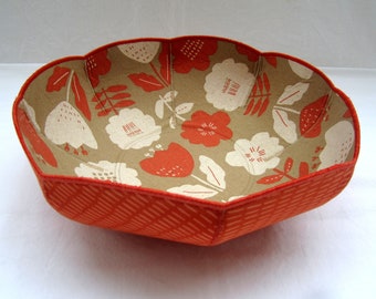 Pumpkin Flowers fabric bowl orange cream oatmeal modern