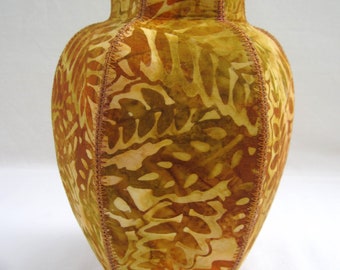 Fall Ferns fabric ginger jar vase autumn colors golden brown