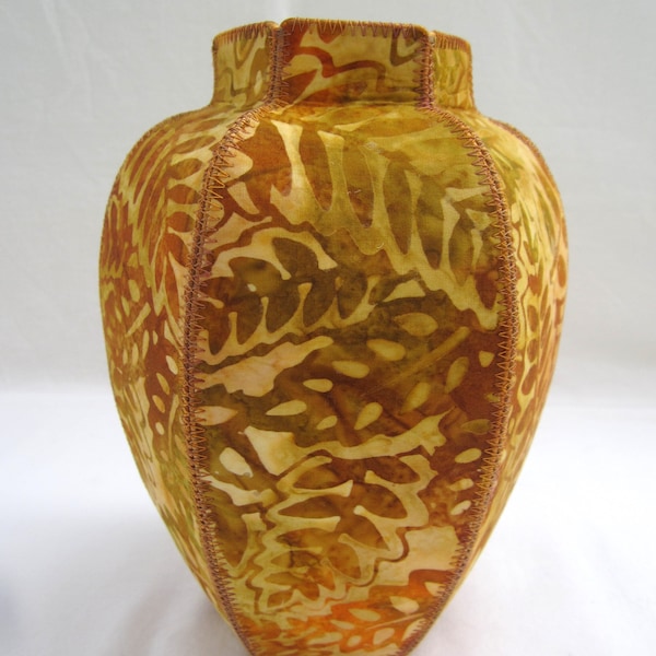 Fall Ferns fabric ginger jar vase autumn colors golden brown