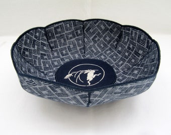 Japanese Rabbit Running fabric bowl navy blue indigo